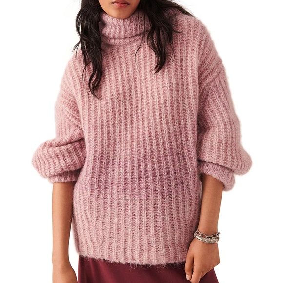 ba&sh Bear Alpaca Turtleneck Sweater | Rose Pink | Size XS (US 2) - Picture 2 of 16